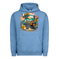 Pigment Pebble Blue farm truck farm animals Urban Hoodie - FaDigitalArtStudio