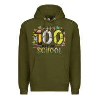 Army Green happy 100 day of school Premium Hoodie - RacoonDesign