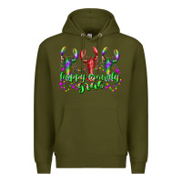 Army Green happy crawdy gras Premium Hoodie - RacoonDesign