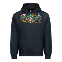 Navy western farm trucks farm animals Urban Hoodie - FaDigitalArtStudio