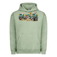 Pigment Oil Green western farm trucks farm animals Urban Hoodie - FaDigitalArtStudio