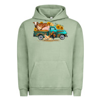 Pigment Oil Green western farm truck farm animals Urban Hoodie - FaDigitalArtStudio