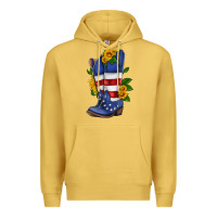Antique Gold american cowboy boot with sunflower Premium Hoodie - HRA Design Shop