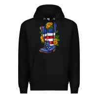 Black american cowboy boot with sunflower Premium Hoodie - HRA Design Shop