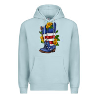 Blue Mist american cowboy boot with sunflower Premium Hoodie - HRA Design Shop