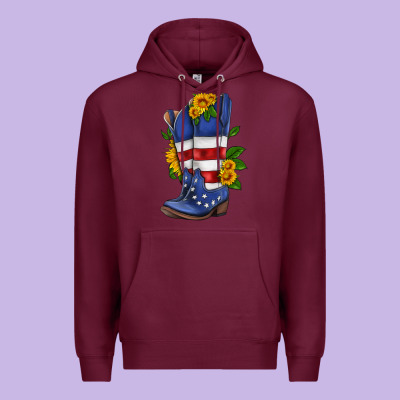 American Cowboy Boot With Sunflower Premium Hoodie Designed By Hra Design Shop