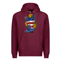 Burgundy american cowboy boot with sunflower Premium Hoodie - HRA Design Shop