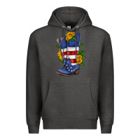 Charcoal Heather american cowboy boot with sunflower Premium Hoodie - HRA Design Shop