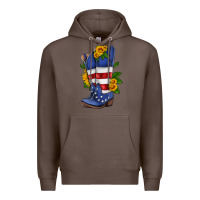 Coffee american cowboy boot with sunflower Premium Hoodie - HRA Design Shop