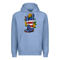 Colony Blue american cowboy boot with sunflower Premium Hoodie - HRA Design Shop
