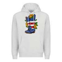 Dove Grey american cowboy boot with sunflower Premium Hoodie - HRA Design Shop