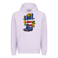 Lilac american cowboy boot with sunflower Premium Hoodie - HRA Design Shop