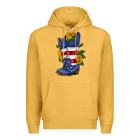 Mustard american cowboy boot with sunflower Premium Hoodie - HRA Design Shop