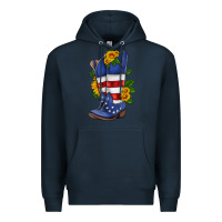 Navy american cowboy boot with sunflower Premium Hoodie - HRA Design Shop