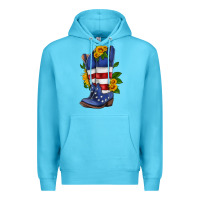 Ocean Blue american cowboy boot with sunflower Premium Hoodie - HRA Design Shop