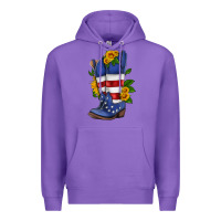 Purple american cowboy boot with sunflower Premium Hoodie - HRA Design Shop