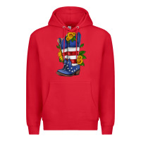 Red american cowboy boot with sunflower Premium Hoodie - HRA Design Shop