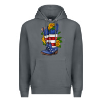 Rock american cowboy boot with sunflower Premium Hoodie - HRA Design Shop