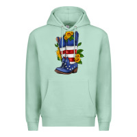 Seafoam american cowboy boot with sunflower Premium Hoodie - HRA Design Shop