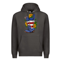 Smoke american cowboy boot with sunflower Premium Hoodie - HRA Design Shop