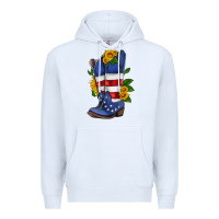 White american cowboy boot with sunflower Premium Hoodie - HRA Design Shop