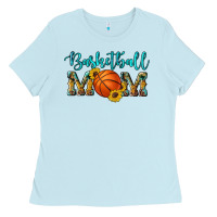 Baby Blue western leopard camouflage sunflowers glitter mom basketball Ladies Tee - Artiststas