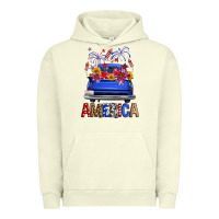 Pigment Pistachio western fourth of july america truck Urban Hoodie - FaDigitalArtStudio