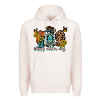 Pale Pink happy easter egg western Premium Hoodie - RacoonDesign