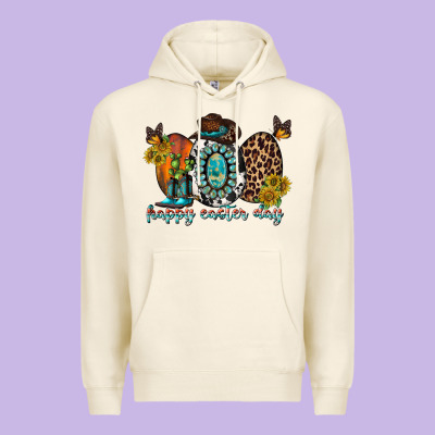 Happy Easter Egg Western Premium Hoodie Designed By Racoondesign