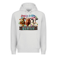 Dove Grey happy easter heifer Premium Hoodie - RacoonDesign