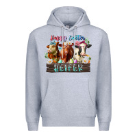 Heather Grey happy easter heifer Premium Hoodie - RacoonDesign