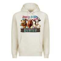 Oatmeal Heather happy easter heifer Premium Hoodie - RacoonDesign