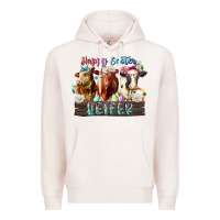 Pale Pink happy easter heifer Premium Hoodie - RacoonDesign