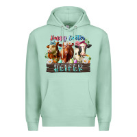 Seafoam happy easter heifer Premium Hoodie - RacoonDesign