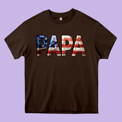 American Flag Papa 4th Of July Heavy Core Tee Designed By Lillyallendesigns