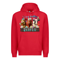 Red happy easter heifer Premium Hoodie - RacoonDesign