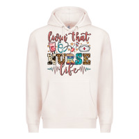 Pale Pink livin' that nurse life Premium Hoodie - FaDigitalArtStudio