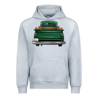 Heather Grey western green truck back view Urban Hoodie - FaDigitalArtStudio