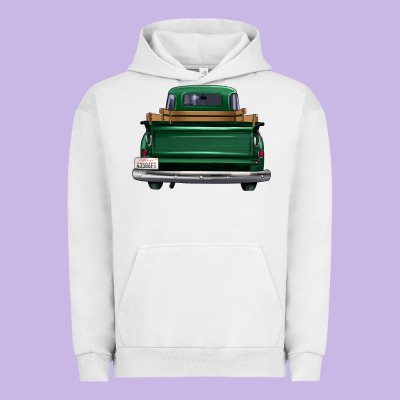 Western Green Truck Back View Urban Hoodie Designed By Fadigitalartstudio