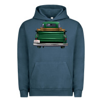 Pigment Midnight Navy western green truck back view Urban Hoodie - FaDigitalArtStudio