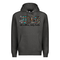 Charcoal Heather auntie  like a mom, only cooler Premium Hoodie - CowhideDigitalArt