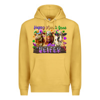 Antique Gold happy mardi gras heifer Premium Hoodie - RacoonDesign