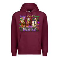 Burgundy happy mardi gras heifer Premium Hoodie - RacoonDesign