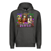 Charcoal Heather happy mardi gras heifer Premium Hoodie - RacoonDesign