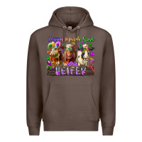 Coffee happy mardi gras heifer Premium Hoodie - RacoonDesign