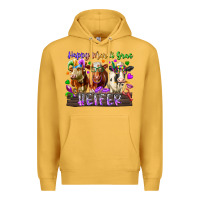Mustard happy mardi gras heifer Premium Hoodie - RacoonDesign