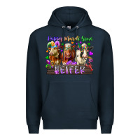 Navy happy mardi gras heifer Premium Hoodie - RacoonDesign