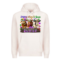 Pale Pink happy mardi gras heifer Premium Hoodie - RacoonDesign