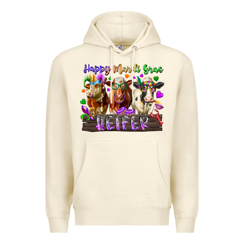 Happy Mardi Gras Heifer Premium Hoodie by RacoonDesign | Teevron