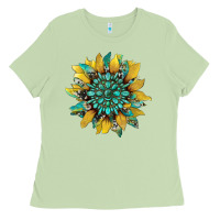 Matcha sunflower with gemstone and cowhide Ladies Tee - Artiststas